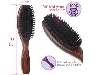 Perfehair 100% Wild Natural Boar Bristle Hair Brush With Wooden Handle for Men and Women's Thin, Fine Hair