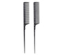 Perfehair Heat Resistant Rat Tail Combs for Flat Iron Straightening, 2 Pieces Carbon Fiber Anti Static Styling Combs for Women, Fine and Wide Teeth, Black