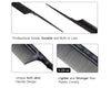 Perfehair Heat Resistant Rat Tail Combs for Flat Iron Straightening, 2 Pieces Carbon Fiber Anti Static Styling Combs for Women, Fine and Wide Teeth, Black